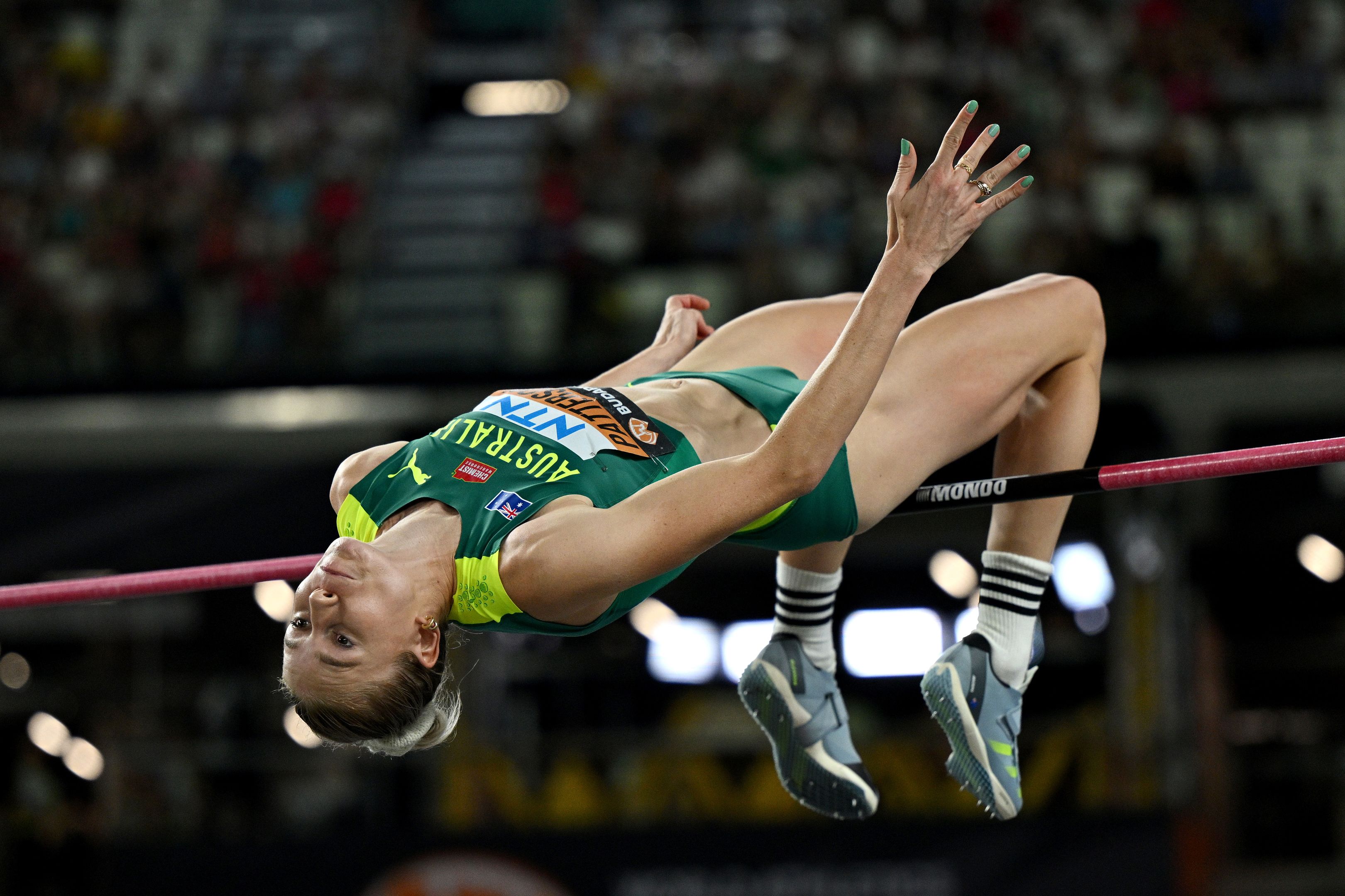 Eleanor Patterson of Team Australia  competes in the Women's High Jump Final during day nine of the World Athletics Championships Budapest 2023 at National Athletics Centre on August 27, 2023 in Budapest, Hungary. (Photo by David Ramos/Getty Images)