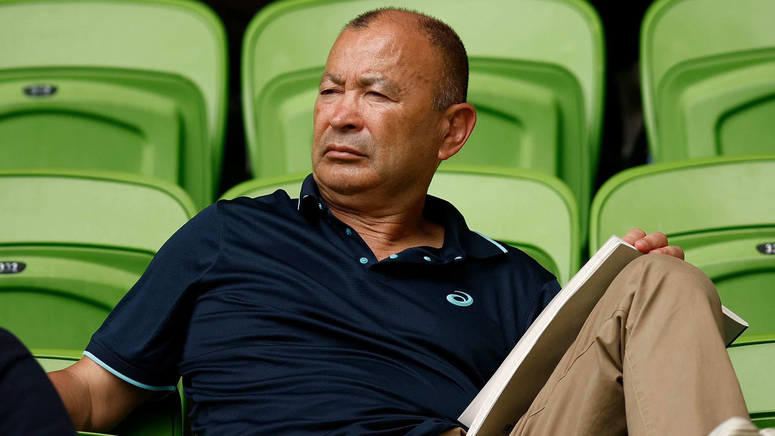 Wallabies coach Eddie Jones looks on during the round two Super Rugby Pacific match between Western Force and Queensland Reds.