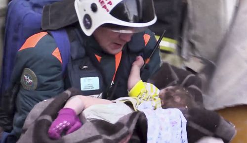 An 11-month-old boy who was found alive Tuesday nearly 36 hours after the collapse was in serious but stable condition at a children's hospital in Moscow.


