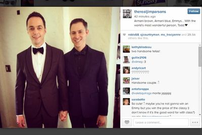@therealjimparsons: Armani brown, Armani blue, Emmys... With the world's most wonderful person, Todd. <3