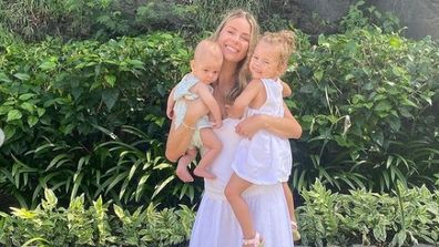 Jen Hawkins with son Hendrix and daughter Frankie.