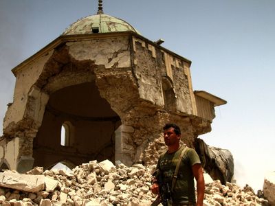 ISIS fighters in Mosul have been pushed into a shrinking
rectangle of no more than 300m x 500m as the few who remain make their doomed
last stand.<br />
The handful of streets are the only territory Islamic State
has not lost in the ancient city, after I<a href="http://www.9news.com.au/world/2017/07/04/02/05/is-cornered-as-iraq-readies-celebrations">raqi forces forced insurgents into a corner</a> over the course of an eight-month campaign.<br />
The 4000-year-old city has been reduced to rubble at the
hands of the extremists who, nearly three years ago to the day, announced the
founding of their "caliphate" over parts of Iraq and Syria.