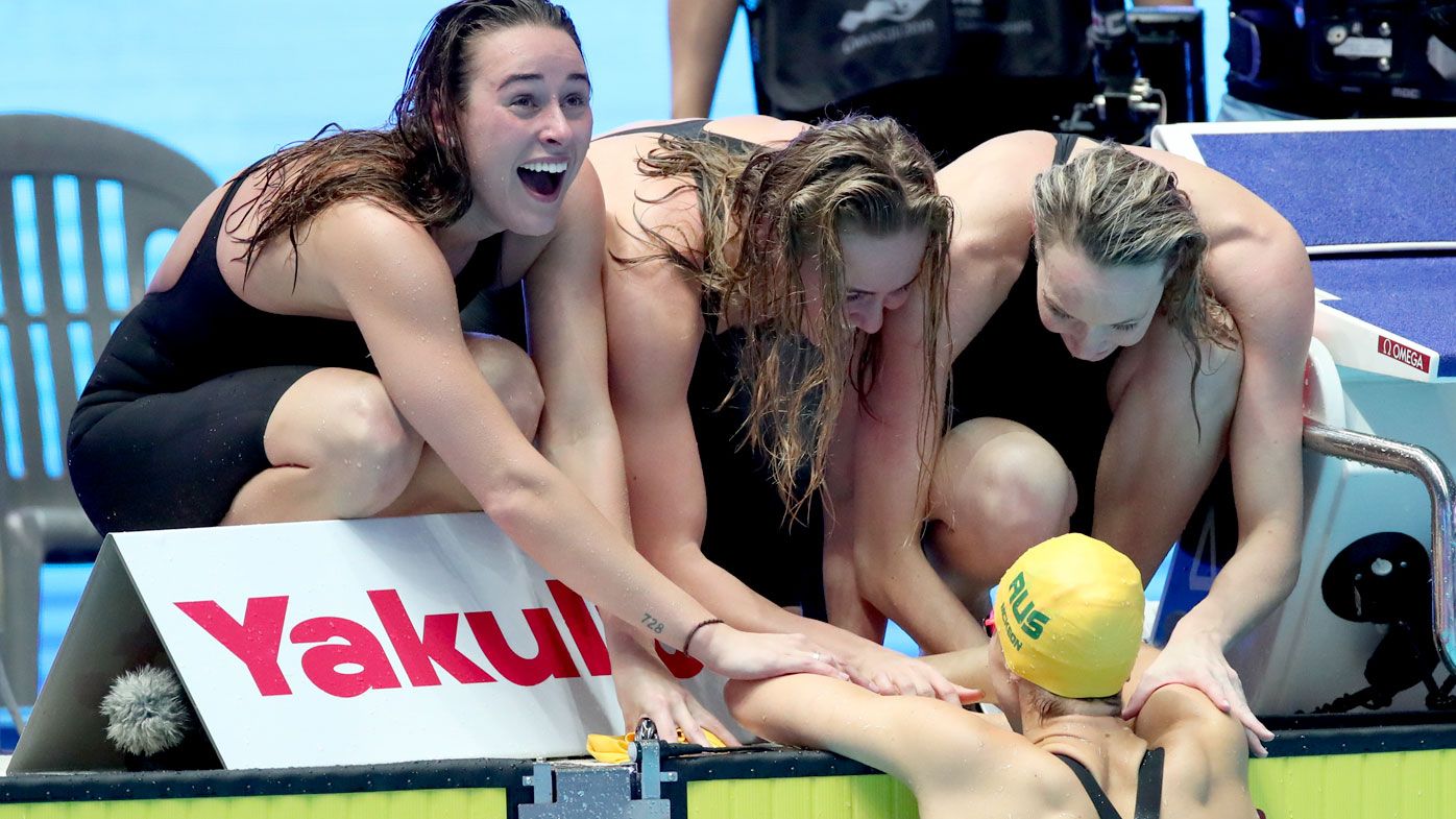 Aussie women smash world record and upset USA to claim gold at world titles