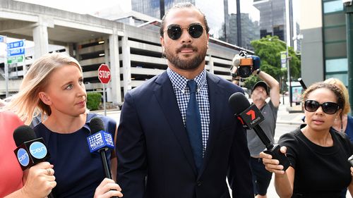 Karmichael Hunt leaves court after an earlier hearing. He will be hoping to resume playing rugby after seeing drugs charges against him dropped. Picture: AAP