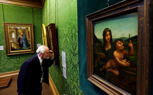 There are thought to be only two Leonardo da Vinci paintings held in private collections. The Madonna of the Yarnwinder, pictured here on loan to National Gallery of Scotland, is one of them. (Getty)
