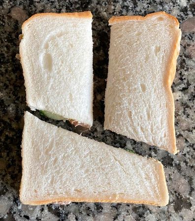 Many Reddit followers praised the woman's sandwich cutting technique.