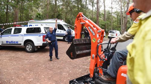 Excavators have arrived at the bushland search for Matthew Leveson's remains. (AAP)