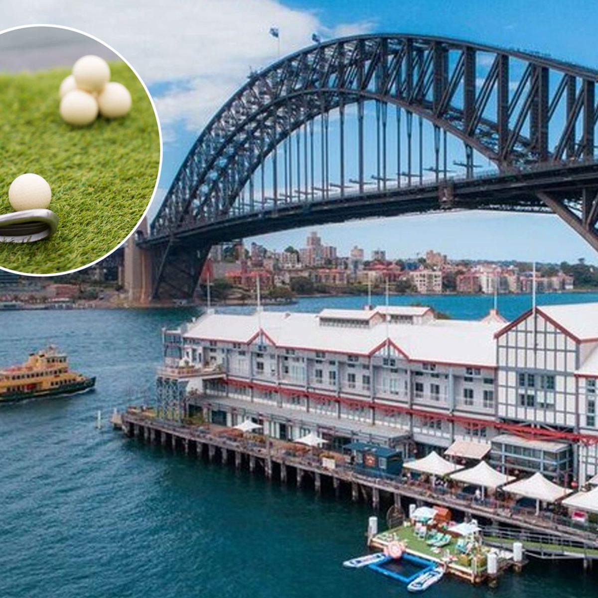 Sydney Harbour golfing experience at Pier One: Ever wanted to blow off some  pent-up work frustration by hammering a golf ball into Sydney harbour? -  9Travel