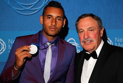 The past and the future: Kyrgios with Newcombe.