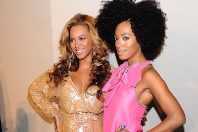Beyonce and Solange Knowles at the J.Crew Spring 2012 fashion show during Mercedes-Benz Fashion Week in New York.