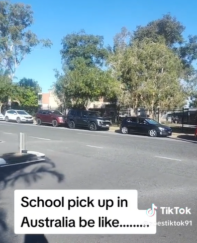 Mum frustrated by parking at school pick up. 