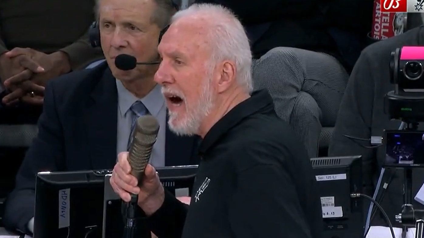 San Antonio Spurs coach Gregg Popovich took the mic and silenced the crowd mid-game
