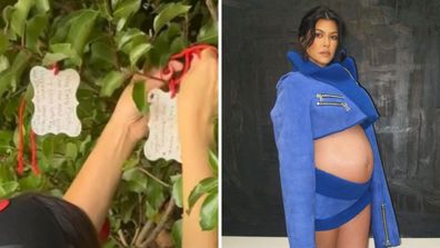 Kourtney Kardashian has let slip her unborn son might be called 'Rocky' by sharing a photo from her baby shower with a note to 'Rocky"