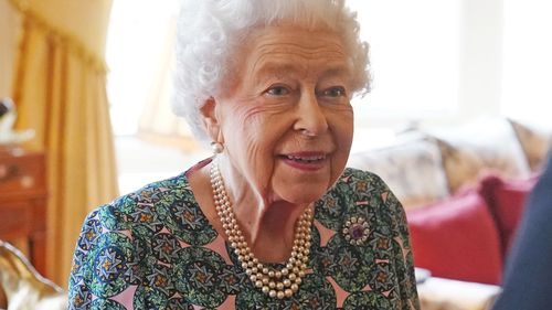 Queen Elizabeth II speaks during an audience at Windsor Castle when she met the incoming and outgoing Defence Service Secretaries at Windsor Castle on February 16, 2022 in Windsor, England. 