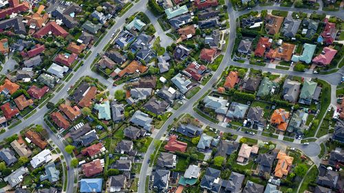 aerial view of the suburbs in Melbourne, Australia
