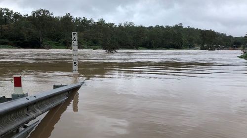 Colleges Crossing in Ipswich has flooded for the second time this year. 