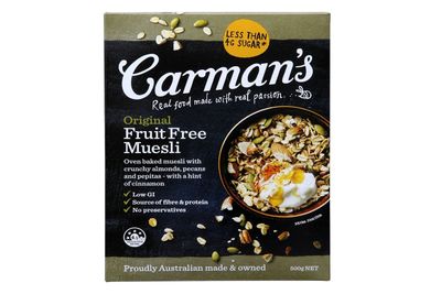 Carman's Original Fruit-Free Muesli: Almost a teaspoon of sugar