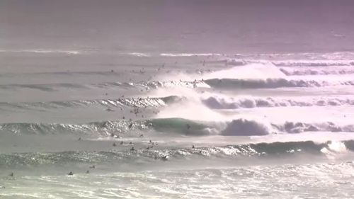 Surfers have flocked to breaks, eager to ride the huge waves. (9NEWS)