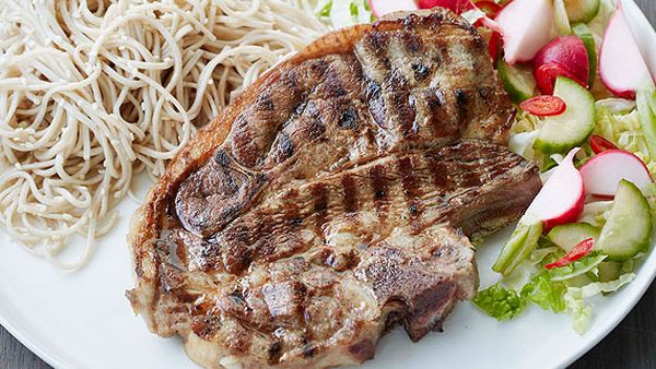 Ita Buttrose's grilled lamb forequarter chops with soba noodle salad