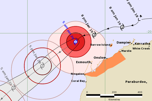 Severe Tropical Cyclone Sean has intensified to a category three storm off Western Australia, bringing with it intense rainfall, a risk of flash flooding and destructive winds.