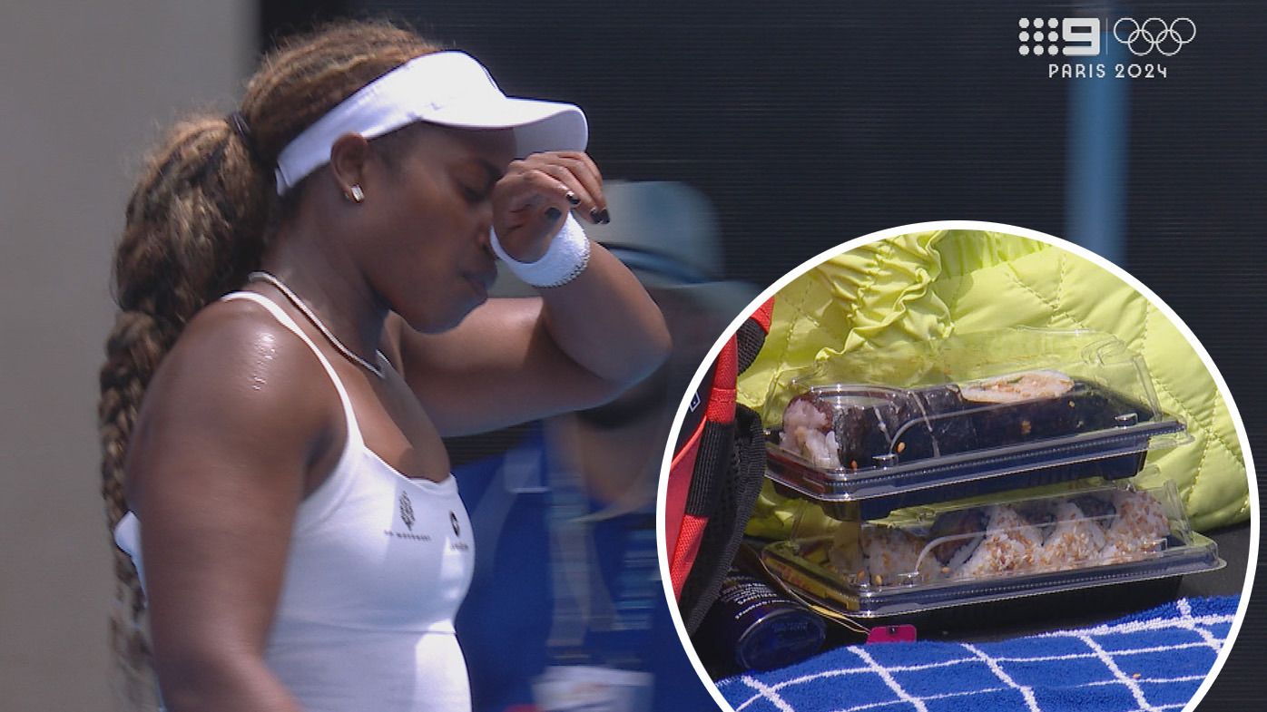 Sloane Stephens was told to hurry up between points because she was eating sushi between points.
