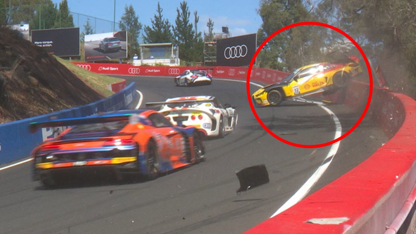 The pole-sitting BMW with Charles Weerts at the wheel was involved in a heavy crash at the Bathurst 12 hour.