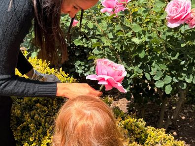 Meghan, Duchess of Sussex, in the garden with her kids