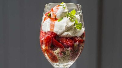 Recipe: <a href="http://kitchen.nine.com.au/2018/02/26/15/08/sweet-basil-and-strawberry-shortcake-recipe" target="_top">Sweet basil and strawberry shortcake mess</a>