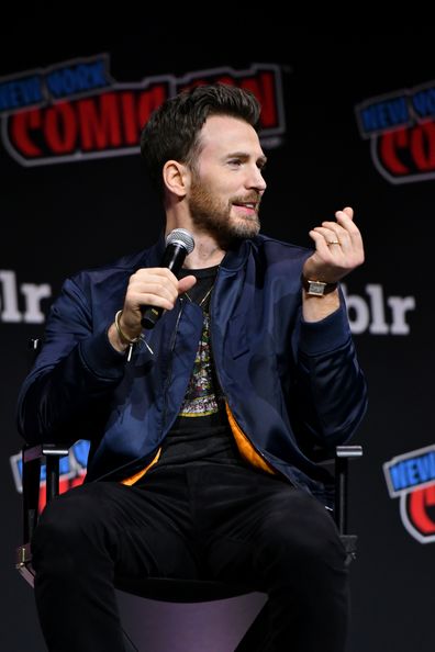 NEW YORK, NEW YORK - OCTOBER 14: Chris Evans speaks at a Spotlight panel during New York Comic Con 2023 - Day 3 at Javits Center on October 14, 2023 in New York City. (Photo by Craig Barritt/Getty Images for ReedPop)