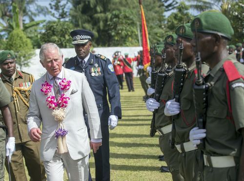 Prince Charles receives a warm welcome in Vanuatu on Saturday. (AAP)