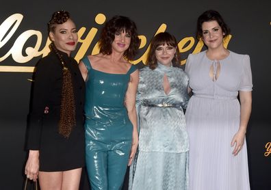 Jasmin Savoy Brown, Juliette Lewis, Christina Ricci and Melanie Lynskey attend the Premiere Of Showtime's "Yellowjackets" at Hollywood American Legion on November 10, 2021 in Los Angeles, California.