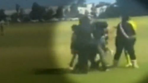 The alleged attack was captured on video.