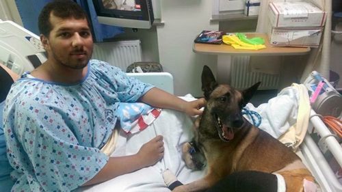 Rocky and his partner, Specialist Andrew Brown, were kept in the same hospital together. (Facebook)