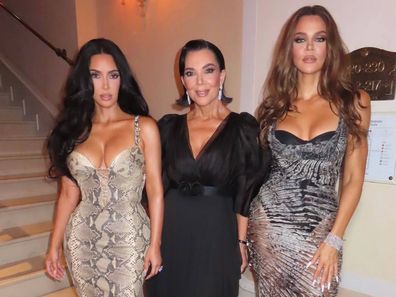 Kim Kardashian, Kris Jenner and Khloe Kardashian attend the welcome party for the Jeff Bezos and Lauren Sanchez wedding
