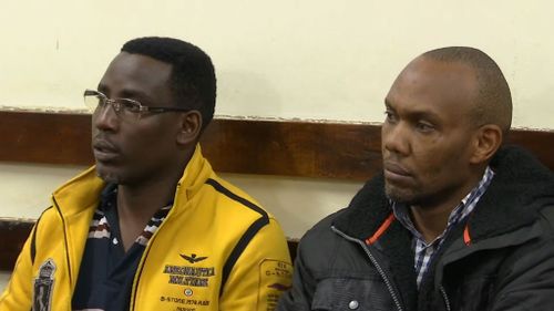 Ms Maina's estranged husband Cyrus Bernard Maina Njuguna (right) and another man, John Njuguna Waithira, were arrested on Monday over the shooting. 
