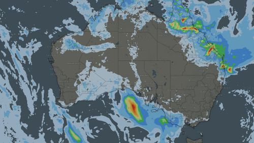 Forecast rainfall for today; while the east coast will remain relatively dry, Queensland is in for more rain. (Weatherzone)