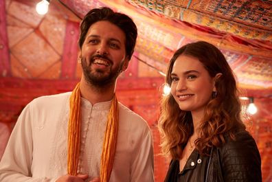 Shazad Latif and Lily James in What's Love Got To Do With It?