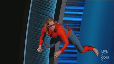 Amy Schumer dresses up as Spiderman during the 2022 Oscars