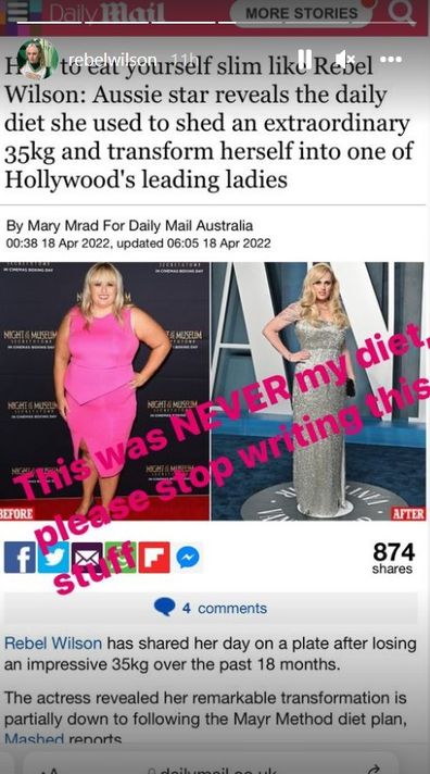 Rebel Wilson hits back at report claiming to know how she lost weight