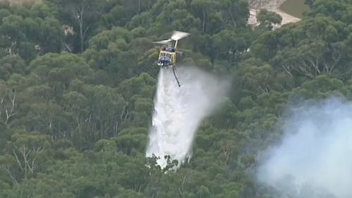 Crews battled the fire from the land and air.