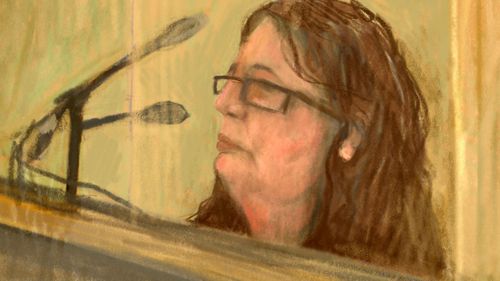 A courtroom sketch of Erin Patterson.