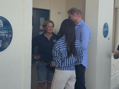 Prince Harry and Meghan, the Duke and Duchess of Sussex, in Bondi on the final day of their tour of Australia, April 17, 2026