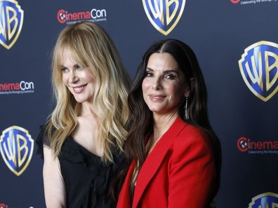 Nicole Kidman and Sandra Bullock promote Practical Magic 2 at the Warner Bros. Pictures presentation at The Dolby Colosseum at Caesars Palace during CinemaCon, on April 14, 2026 in Las Vegas, Nevada. 