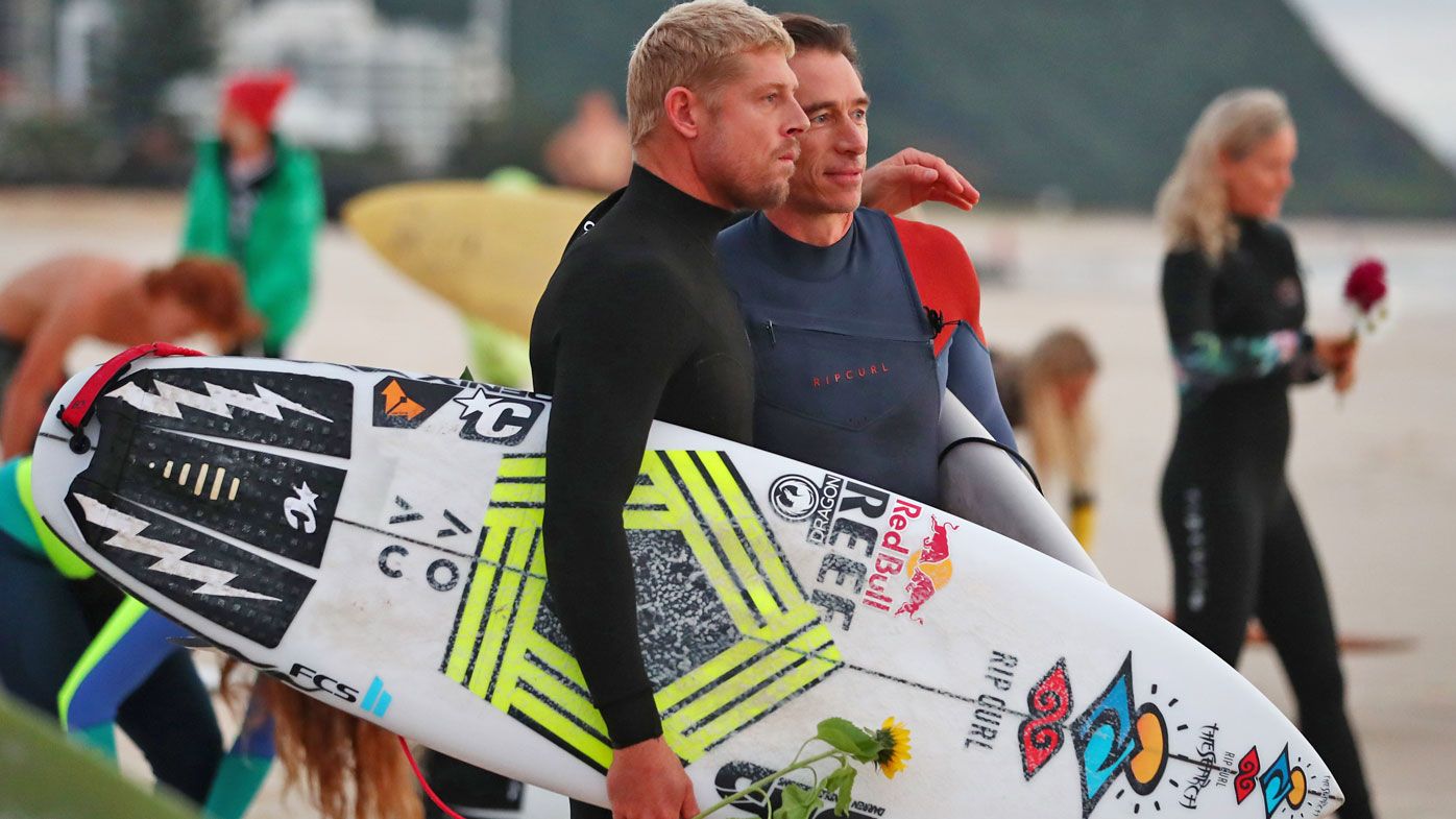 Surfer Mick Fanning attends a paddle out in memory of Alex &#x27;Chumpy&#x27; Pullin