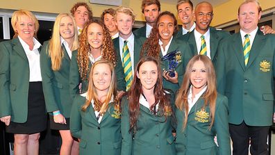 Jess Collins with her Australian Surf Lifesaving colleagues before her accident.