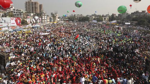 Bangladesh National Party (BNP) supporters shout slogans during a rally in Dhaka, Bangladesh in 2022.