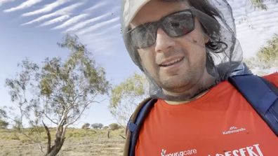 Michael Atkinson and Brendan Bolton's first steps on the Youngcare Simpson Desert Trek