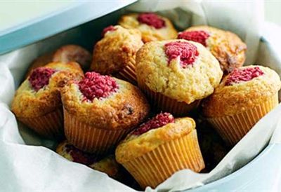 Raspberry and banana mini muffins