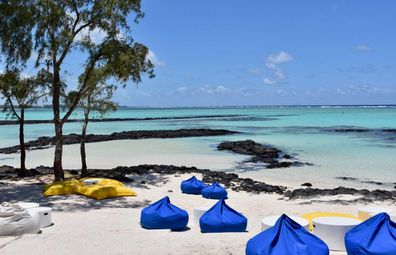 Bean bags on the beach in Mauritius