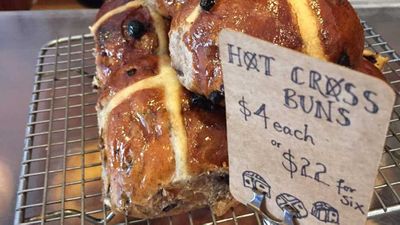 <p><strong><a href="https://blackstarpastry.com.au/menu-items/2017/3/13/hot-cross-buns" target="_top" draggable="false">Black Star Pastry</a></strong>&nbsp;in Sydney has long had a loyal following for their deeply spiced and fragrant Easter buns. They have a frankincense syrup glaze for added biblical value and they are (surprisingly) vegan friendly.&nbsp;</p>
<p>
<br>
RRP - ½ dozen $22&nbsp;</p>